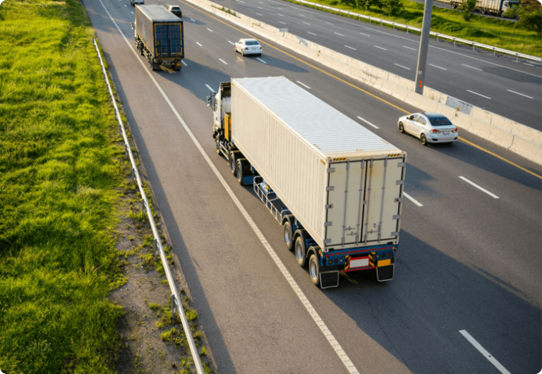Trailer van on the highway
